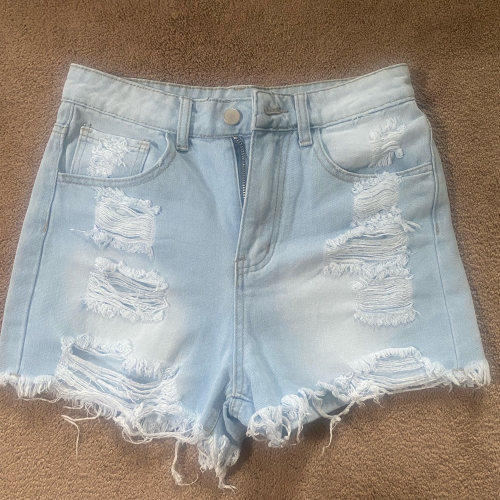 Light Wash Distressed Shorts